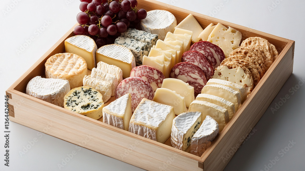 Exquisite cheese and charcuterie board featuring a variety of fine cheeses and accompaniments Exquisite cheese and charcuterie board featuring a variety of fine cheeses and accompaniments