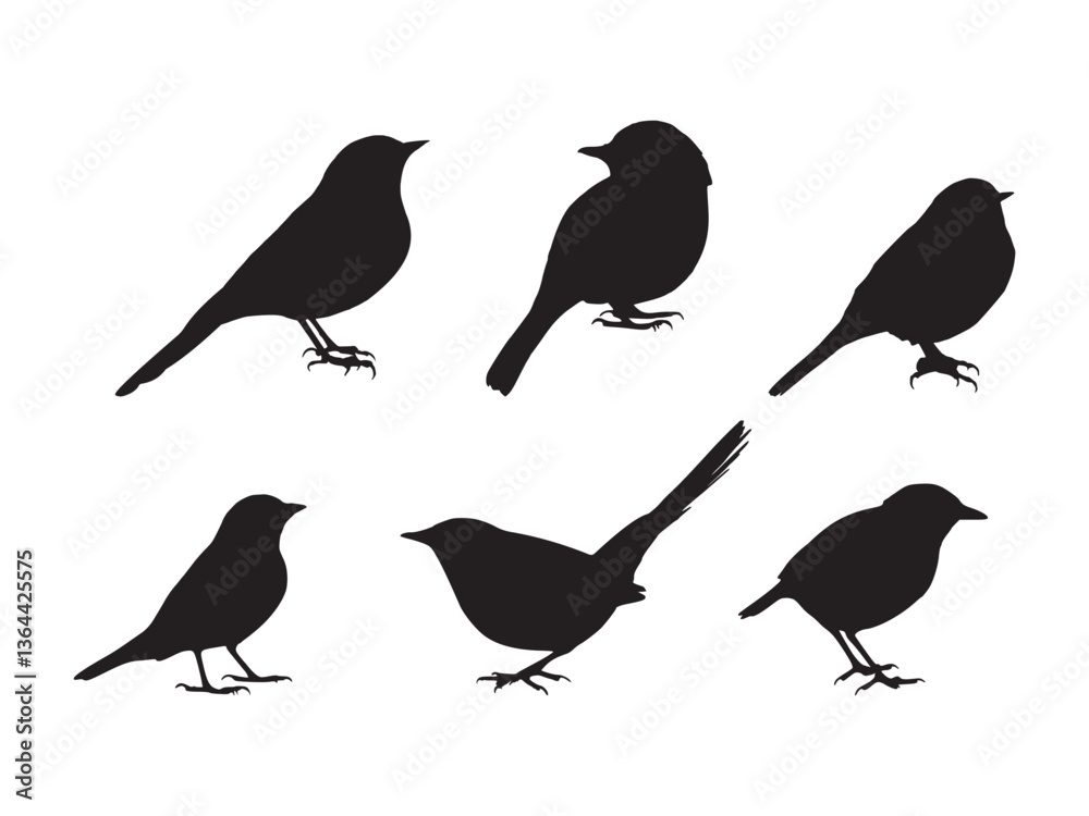 set small bird silhouette set small bird silhouette