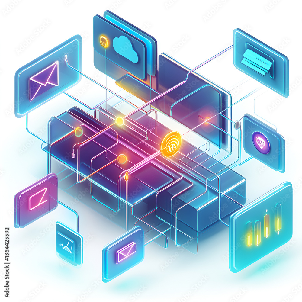 Fototapeta premium Network Data Communication System Cloud Computing