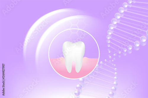 Hyaluronic acid teeth and gum care solutions ad, purple collagen with cosmetic advertising background ready to use, illustration vector.