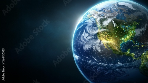 Earth From Space, Night View, City Lights