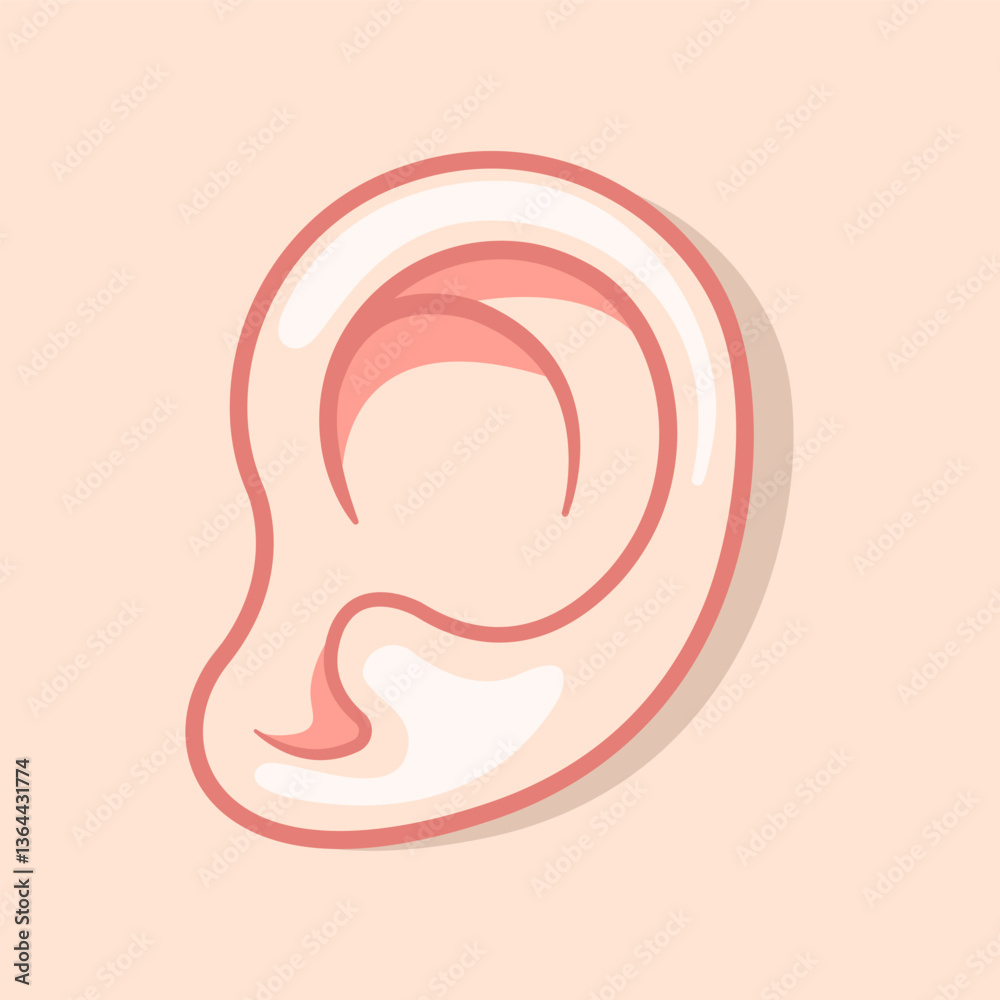 Close up of human left ear illustration Close up of human left ear illustration