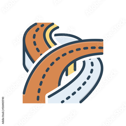 Color illustration icon for roads