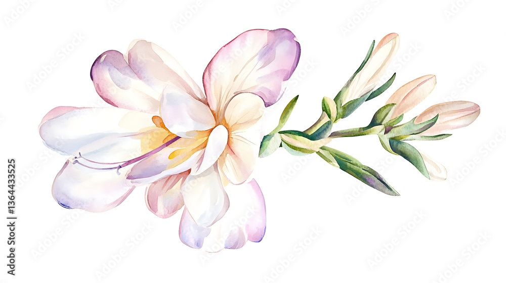 Fototapeta premium A watercolor painting of a flower with a white stem