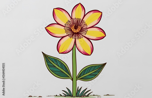 Illustrated Elegance: The Beauty of a Stylized Flower photo