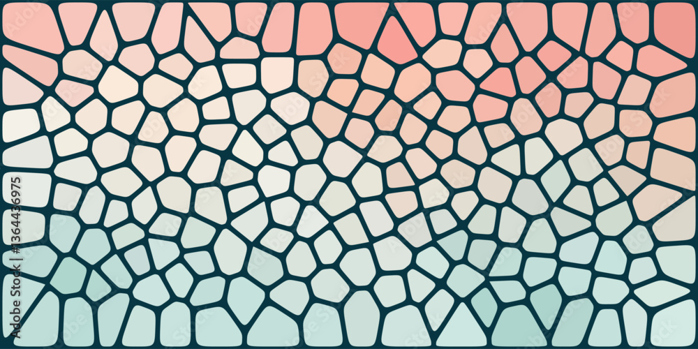 A mosaic pattern with irregular polygonal shapes, featuring a gradient from soft pink to light blue, creating a modern, abstract aesthetic.
