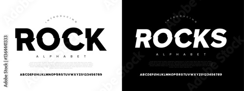 Rocks Modern Bold Font. Sans Serif Font. Regular Italic Uppercase Lowercase Typography urban style alphabet fonts for fashion, sport, technology, digital, movie, logo design, vector illustration