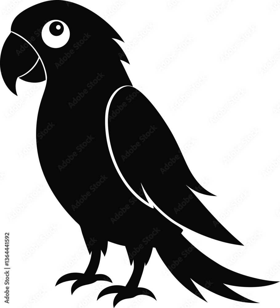 Fototapeta premium Parrot Silhouette Vector Design – Exotic Bird Icon