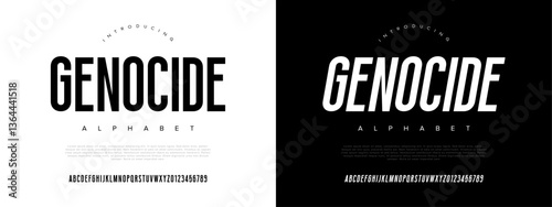 Genocide Modern Bold Font. Sans Serif Font. Regular Italic Uppercase Lowercase Typography urban style alphabet fonts for fashion, sport, technology, digital, movie, logo design, vector illustration