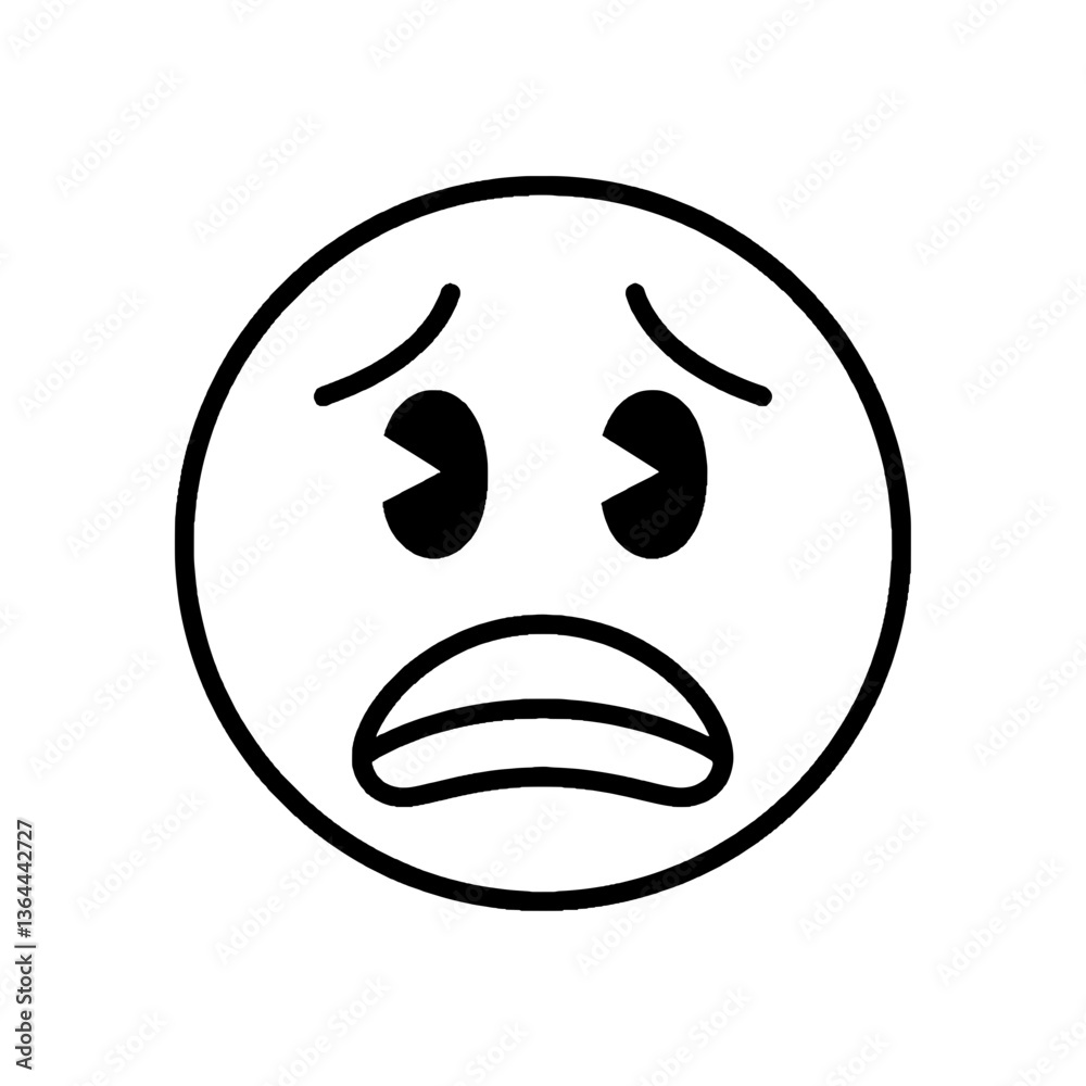 Worry Emoticon Vector Icon Illustration on a transparent background Worry Emoticon Vector Icon Illustration on a transparent background