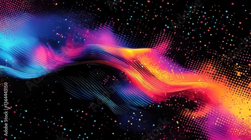 A glitchy noise effect background with bright neon colors and fragmented patterns, adding a futuristic vibe