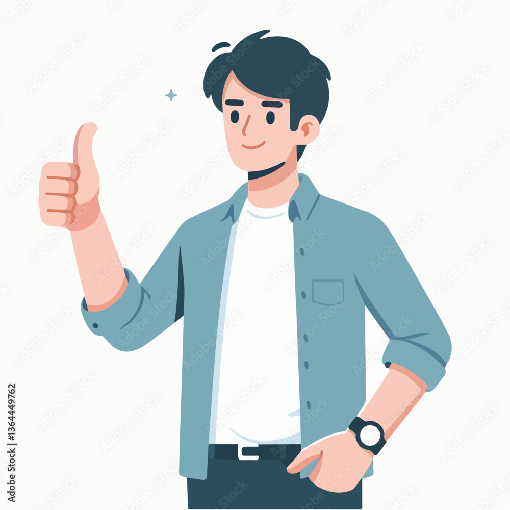 Vector pose of a bussinessman giving a thumbs up as a sign of approval Vector pose of a bussinessman giving a thumbs up as a sign of approval