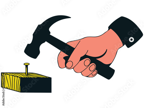 Hand hammering nails