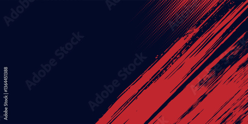 Red halftone dots blue color pattern gradient grunge texture background. Dot pop art comic sport style halftone