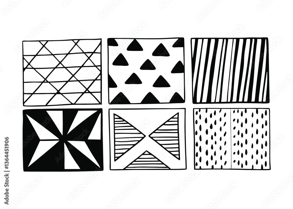 Black hand drawn textures isolated lattice crosshatch elements stain background