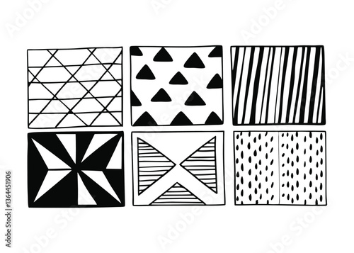 Black hand drawn textures isolated lattice crosshatch elements stain background