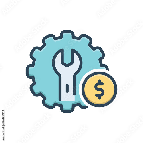 Color illustration icon for servicing costs
