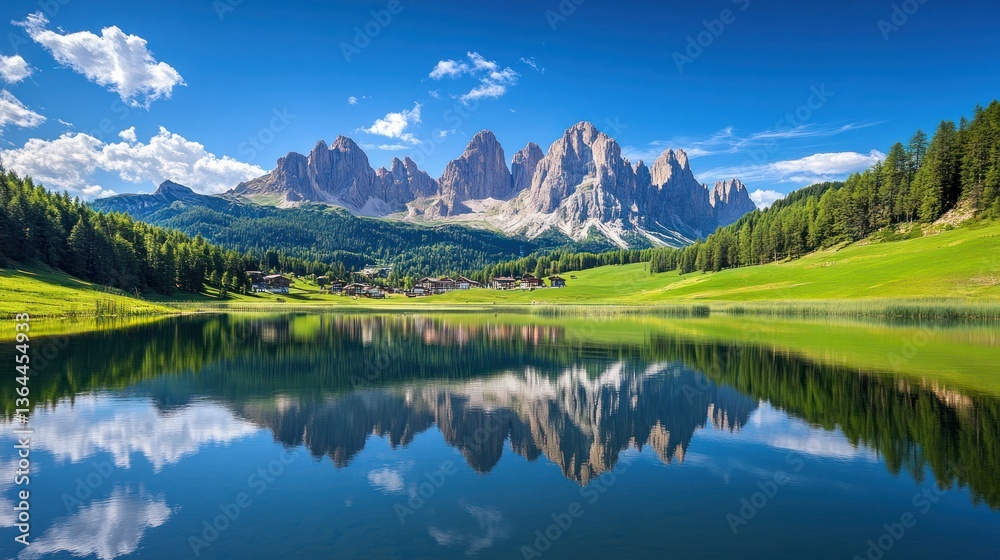 Fototapeta premium Reflections of the Dolomites: A stunning landscape in the Italian Alps