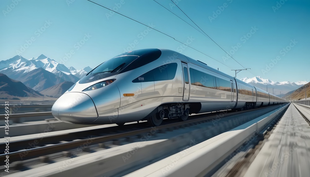 Fototapeta premium High Speed Train on Elevated Tracks