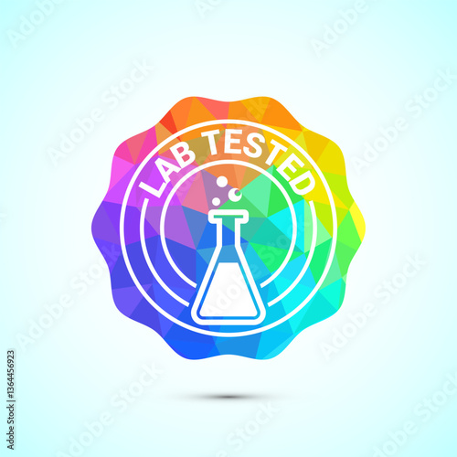 Lab tested icon. Laboratory testing product quality certificate symbol,  Clinically certified, low poly style