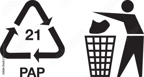 A vector recycle bin icon signifies paper waste in web design