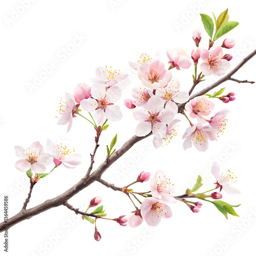 Beautiful Cherry Blossom Branch isolated on transparent background png