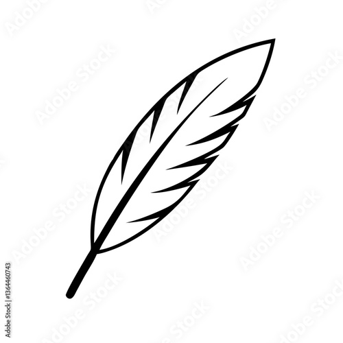 feather in a flat style silhouette Vector