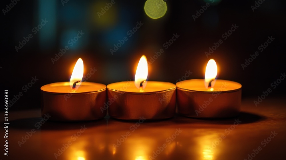 Three Burning Candles in a Dark Setting Three Burning Candles in a Dark Setting