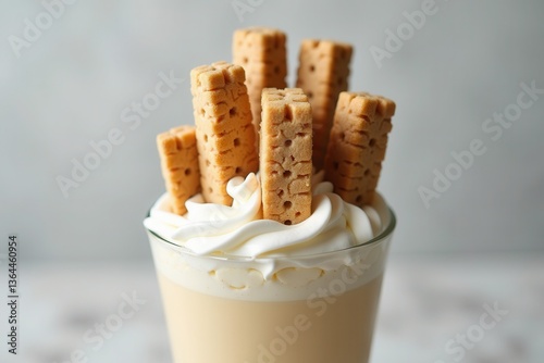 Obraz na płótnie Wafers in whipped cream cup w salonie