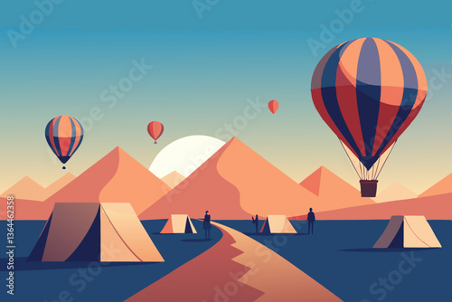 hot air balloon in desert