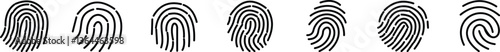 Fingerprint vector icon set. id authentication symbol biometric, lock secure security logo vector Security System, Digital Authentication, Data Protection, Facial Recognition, transparent background