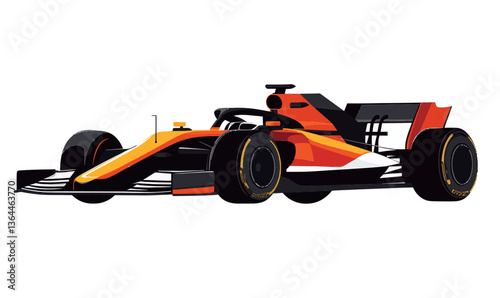 Minimalist F1 Race Car Vector Illustration in Flat SVG Style for Transport Design