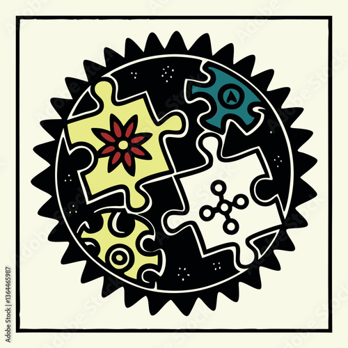 A colorful version of the puzzle pieces.