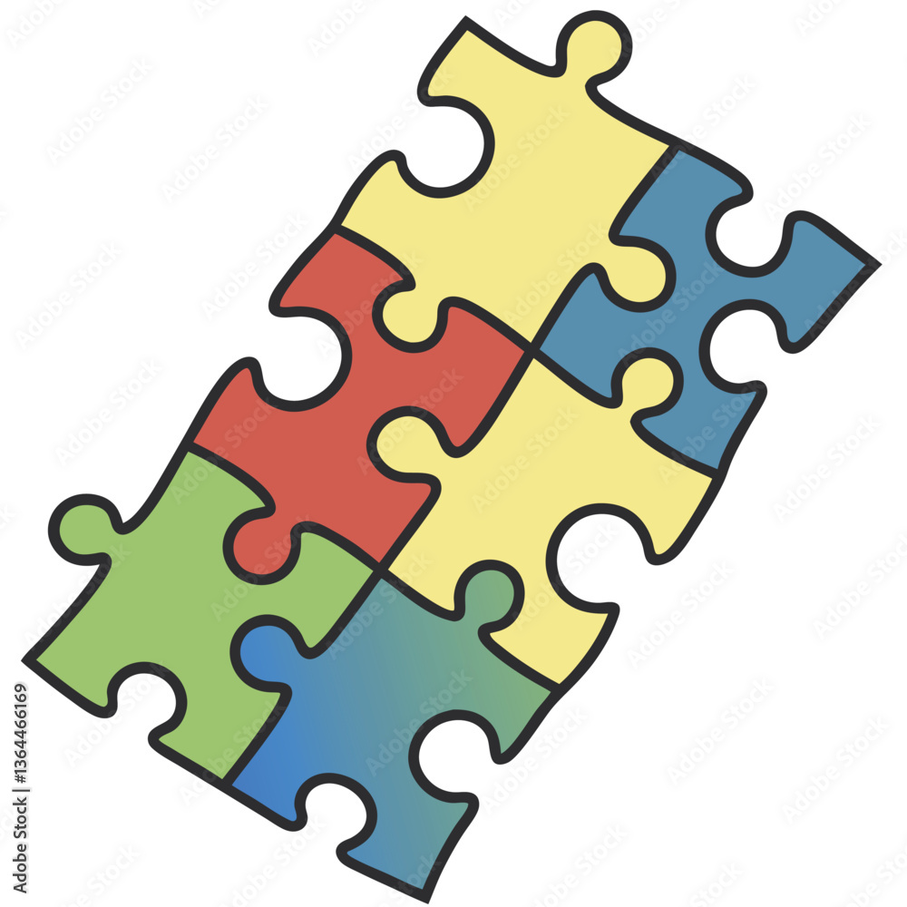 A colorful version of the puzzle pieces. A colorful version of the puzzle pieces.