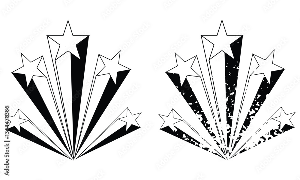 Abstract shooting star. Silhouette of a shooting star vector. Flying comet with tail, falling meteor, abstract galaxy element. powerful trail star on a white background.