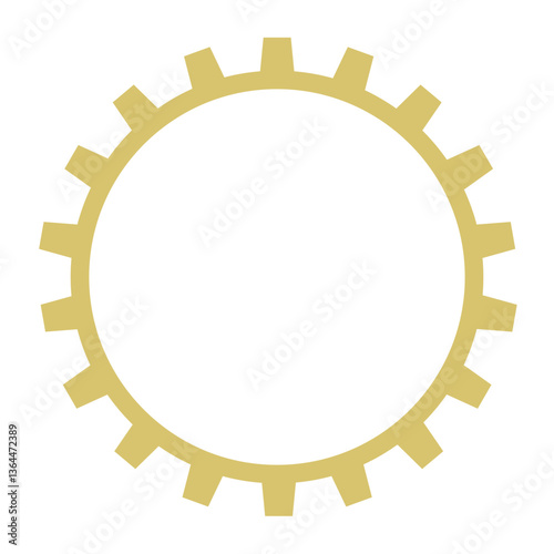 Golden gear shape icon. Vector sign. Engineering symbol