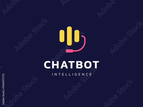 Chat Bot Artificial Intelligence Technology with colorful voice chat symbol logo vector design concept. Robot Virtual Assistance logotype symbol for AI Technology, online support, automation, ui, web.