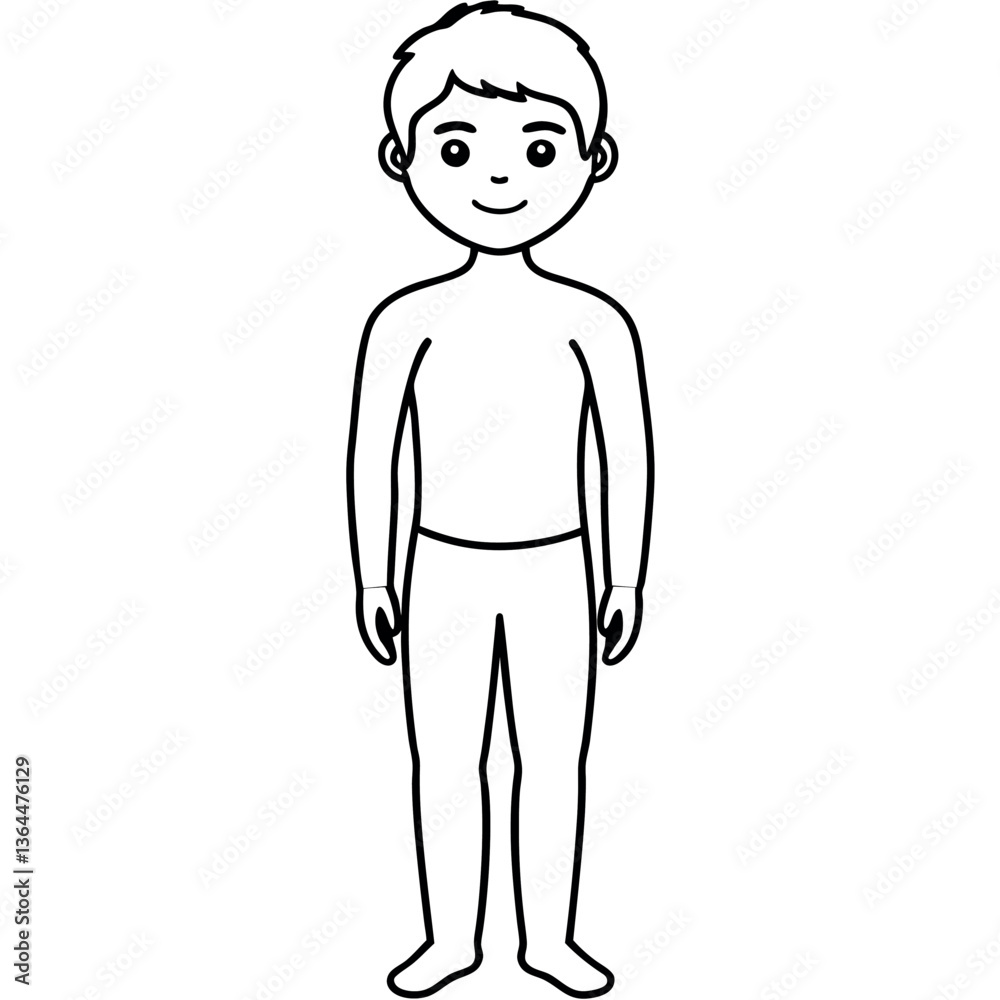 Minimalist boy body outline in on white background. Minimalist boy body outline in on white background.