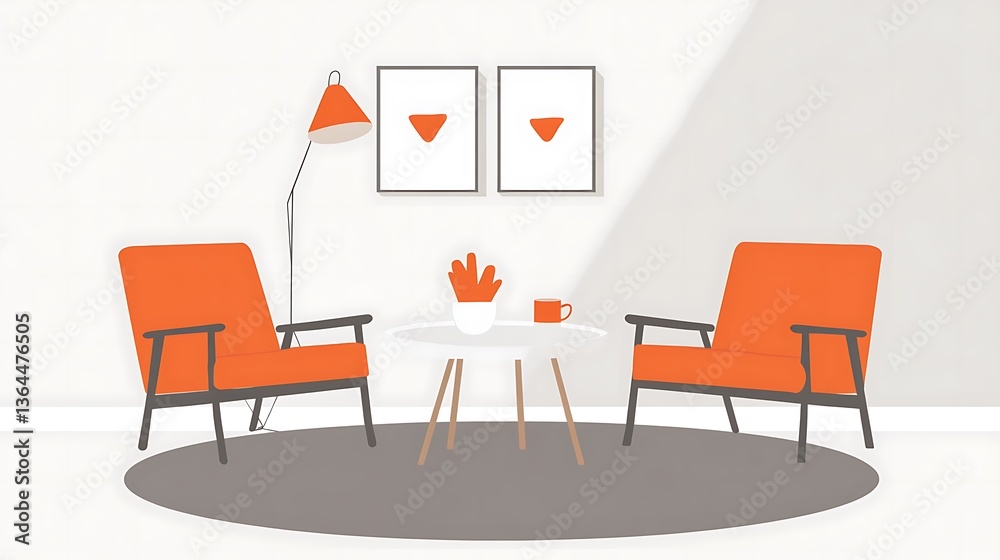 Fototapeta premium Modern living room with two chairs.