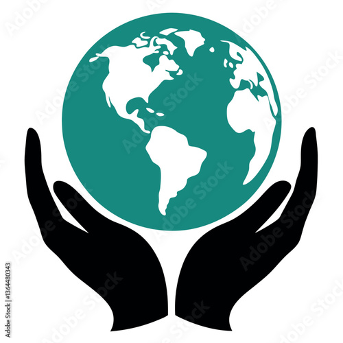 Silhouette of hands holding the earth.