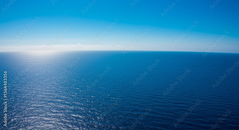 Obraz premium Serene Ocean Panorama Bright Sunlight. AI Generated