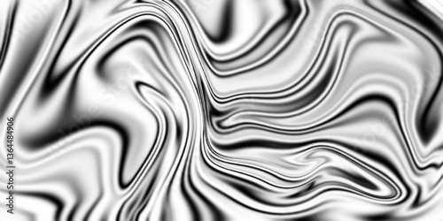 Abstract liquid waves background.Black satin liquid background. Digital art abstract pattern. Abstract liquid metal close-up design.