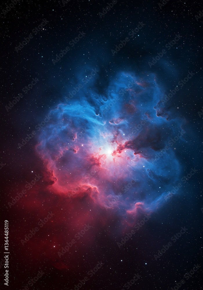 Fototapeta premium 深紅青宇宙雲 神秘きらめく光彩