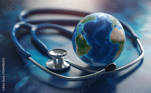 stethoscope and globe