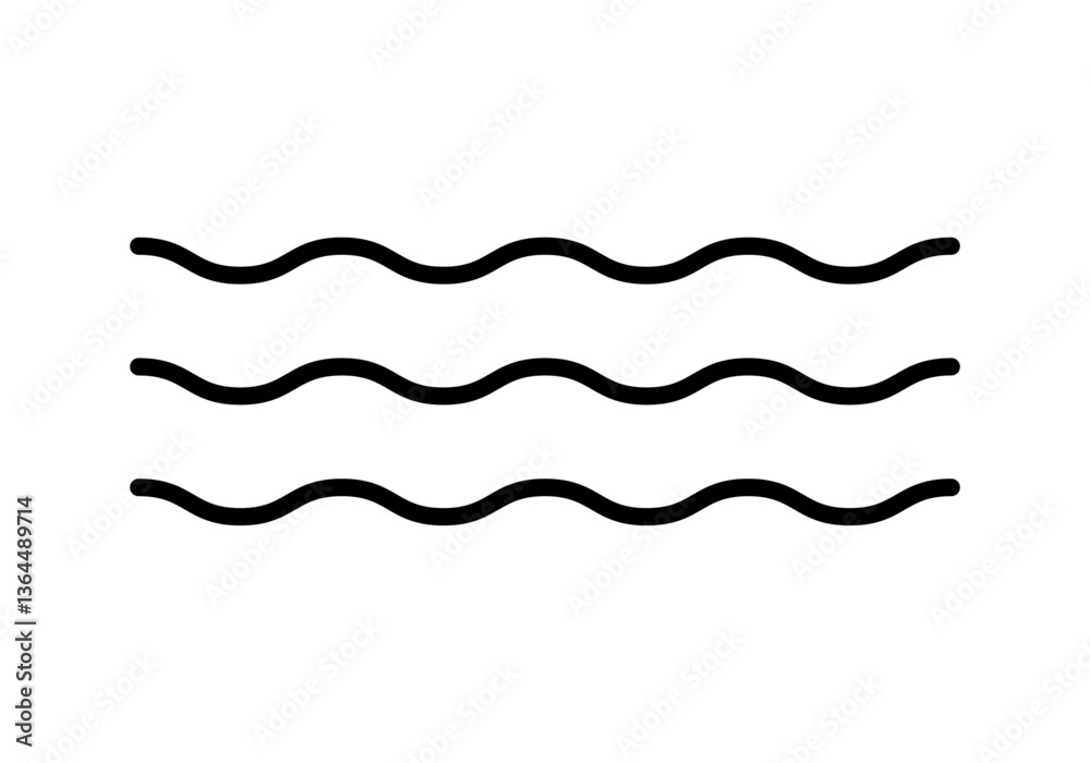 Icono negro de trazo ondulado representando mar