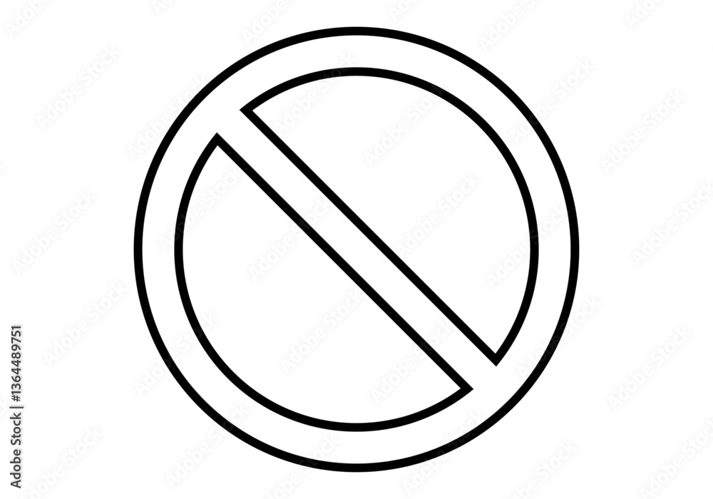 Icono negro de prohibido en fondo blanco Icono negro de prohibido en fondo blanco