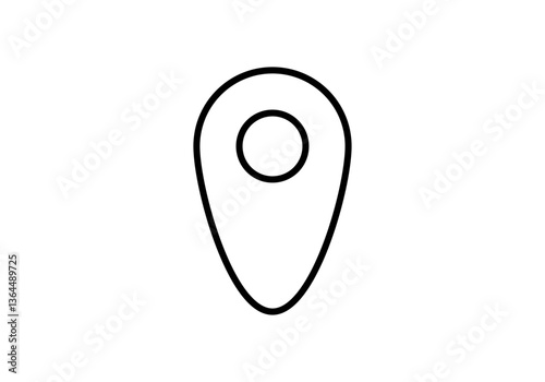Icono negro de marcador de ubicación en fondo blanco