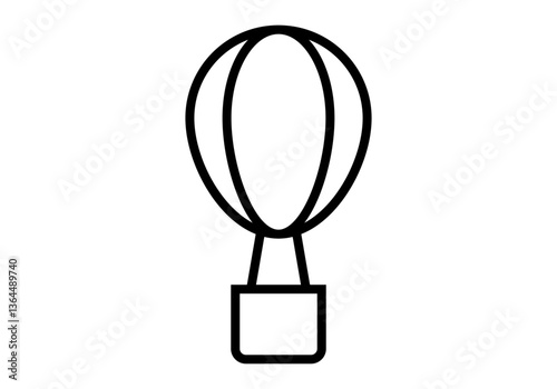 Icono negro de globo aerostático en fondo blanco
