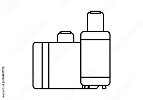 Icono negro de maleta de mano y de ruedas