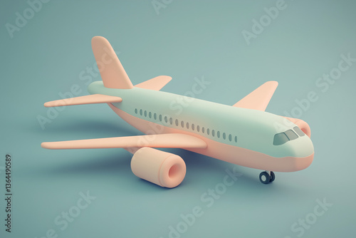 Wallpaper Mural A stylized 3D illustration of an airplane taking off rendered in pastel colors. A modern aviation concept representing air travel, transportation, and flight technology in minimal design style.
 Torontodigital.ca